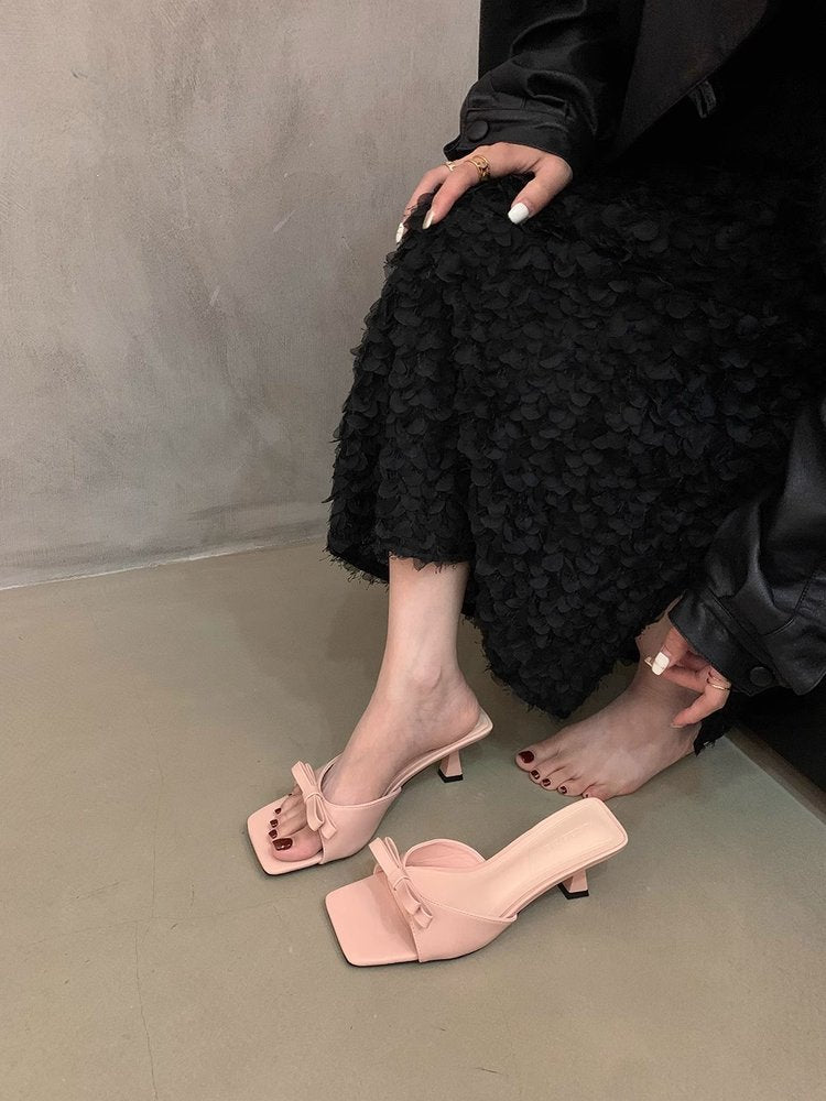 Damen elegante Sling-Pantoletten mit modischem Schleifenakzent EB