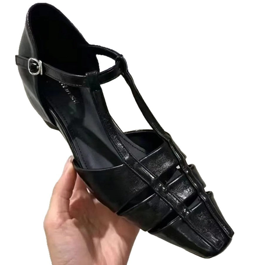 Damen Schlappen mit elegantem T-Riemen-Design und komfortablem Blockabsatz EB
