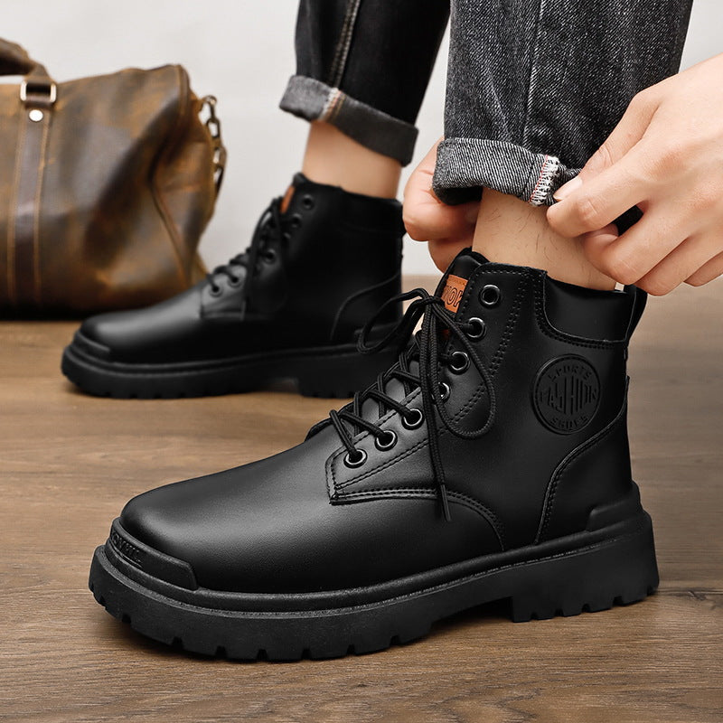 Herren Robuste Schnürboots aus hochwertigem Leder mit rutschfester Sohle EB