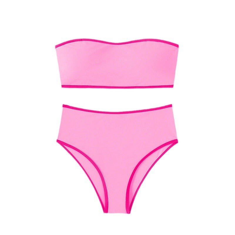 Damen Bandeau-Bikini mit hohem Bund und eleganten Akzenten EB
