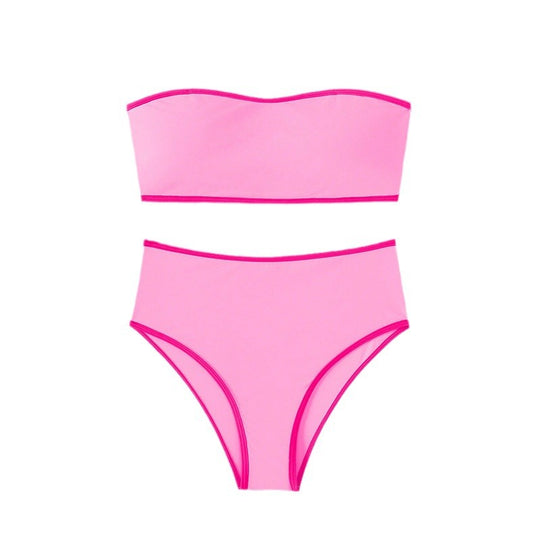 Damen Bandeau-Bikini mit hohem Bund und eleganten Akzenten EB