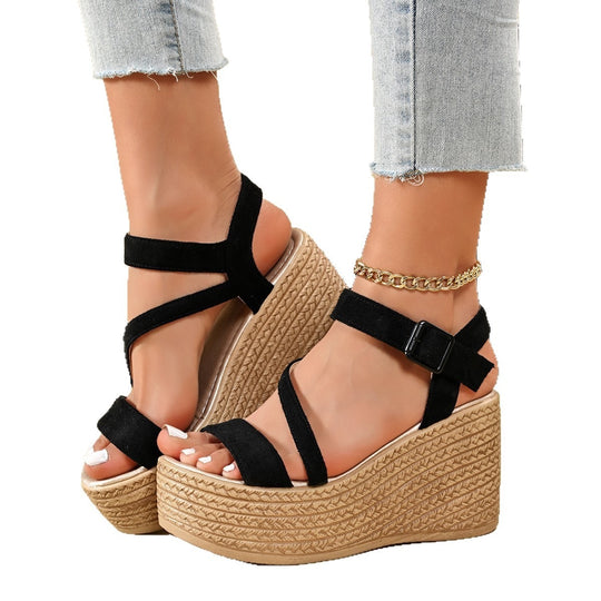 Damen Wedge-Sandalen mit verstellbaren Riemen und rutschfester Sohle EB