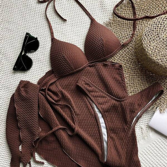 Damen Bikini-Set mit raffiniertem Wickeldesign und eleganten Halterträgern EB