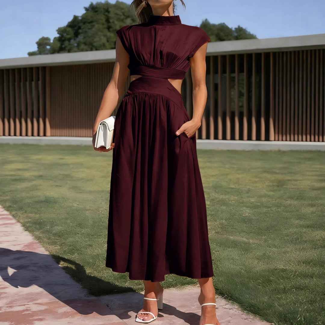 Damen Maxikleid mit elegantem Wickeldesign und raffiniertem Cut-Out EB
