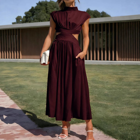 Damen Maxikleid mit elegantem Wickeldesign und raffiniertem Cut-Out EB
