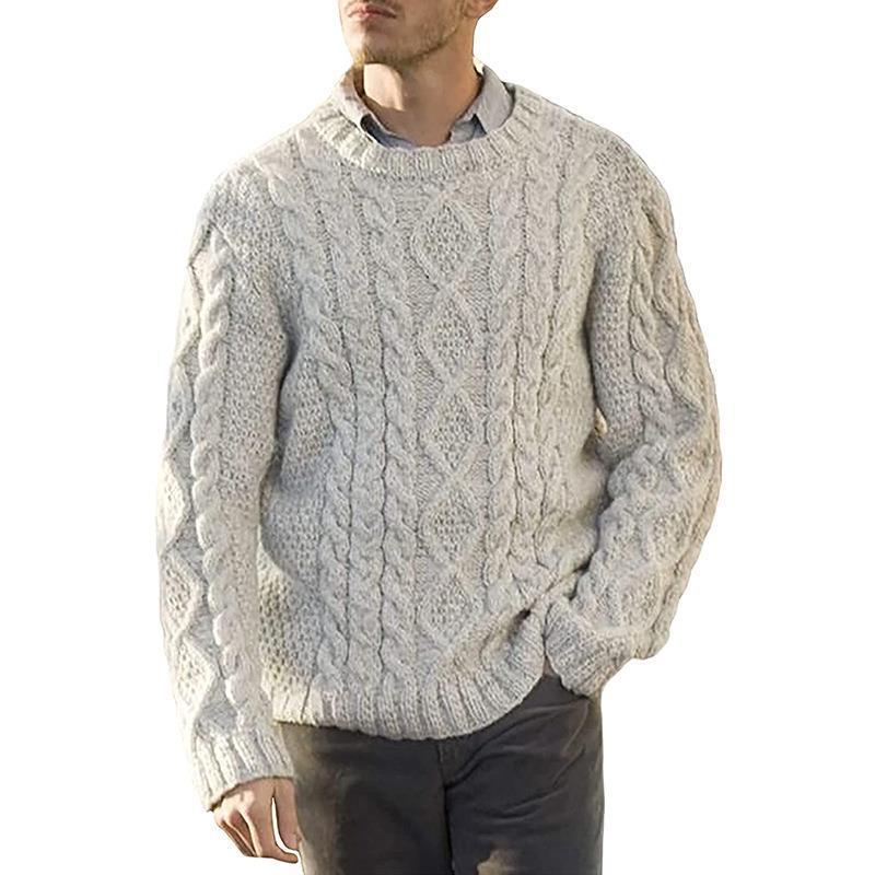 Herren Grobstrickpullover mit klassischem Zopfmuster EB