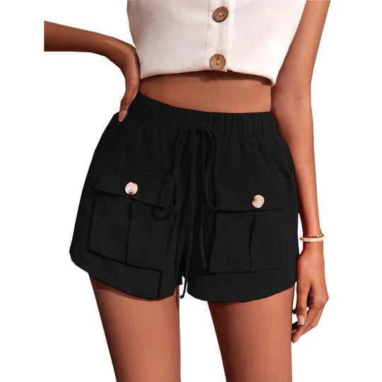 Damen lässige Shorts mit praktischen Taschen und komfortablem Kordelzug EB