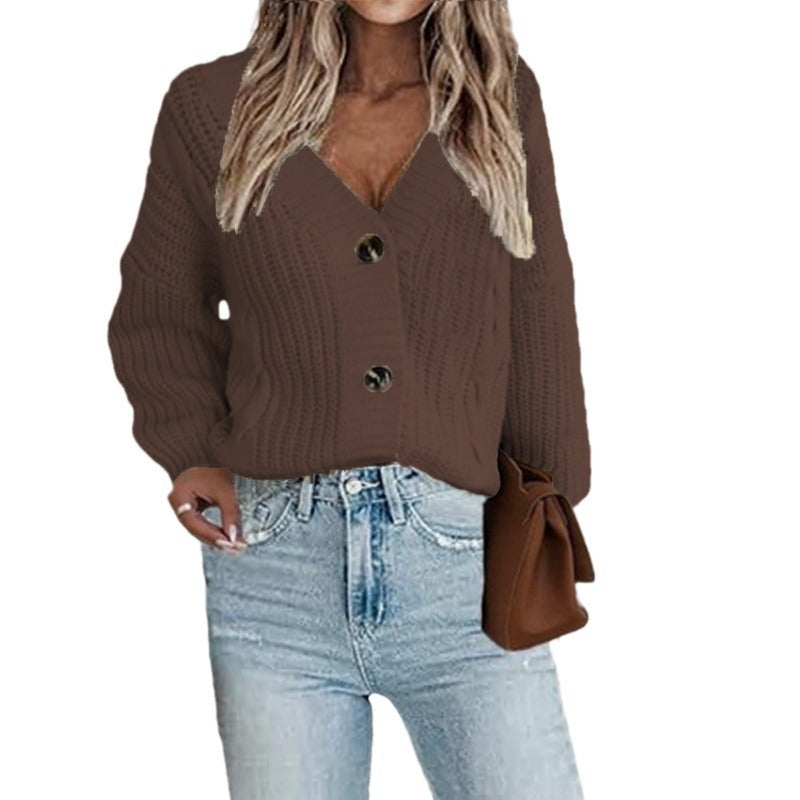 Damen Grobstrick-Cardigan mit strukturiertem Muster und modischen Knopfdetails EB