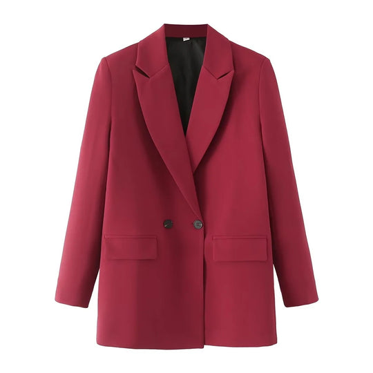 Damen Oversize Doppelreihiger Blazer mit fallendem Revers und weicher Innenfütterung EB