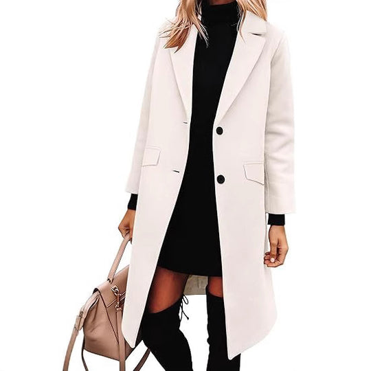 Damen Eleganter Woll-Trenchcoat mit klassischem Revers EB