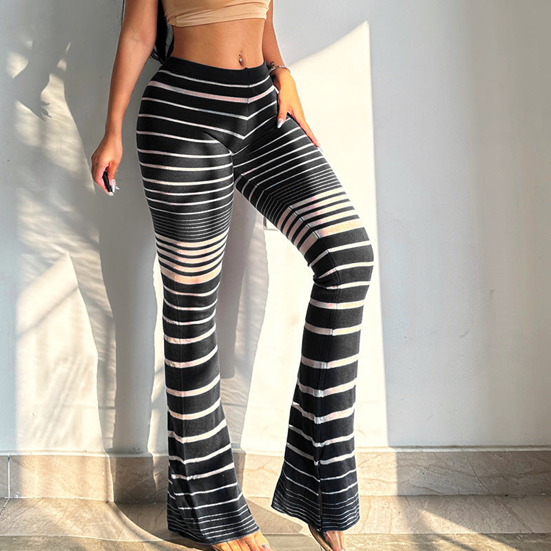 Damen Hochtaillierte Streifenleggings EB