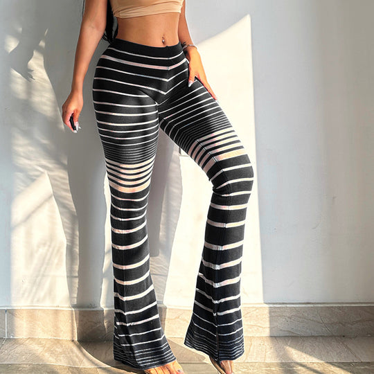 Damen Hochtaillierte Streifenleggings EB