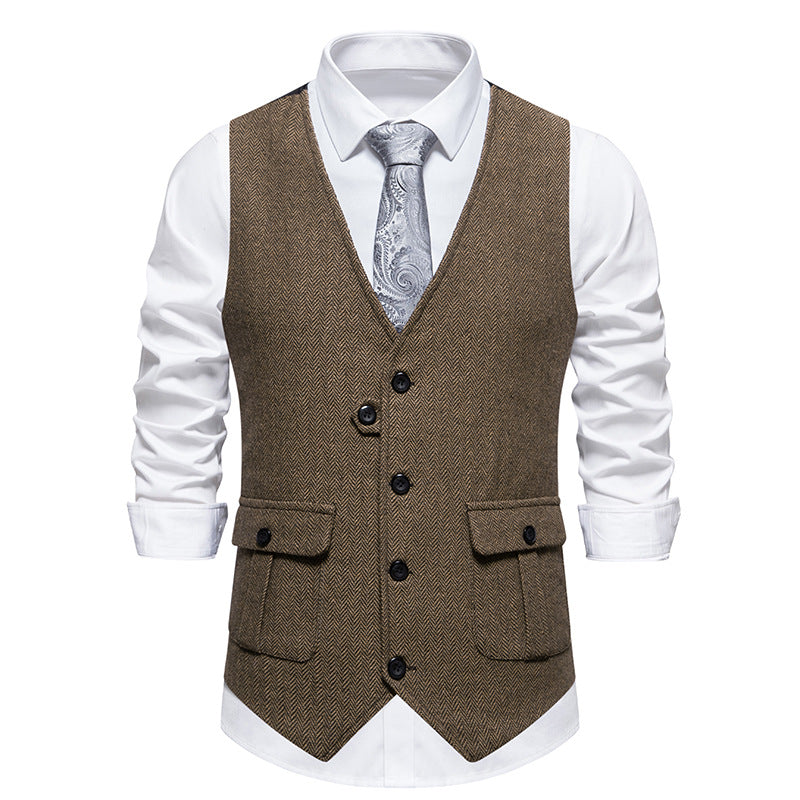 Herren elegante Weste im strukturierten Hahnentrittdesign EB