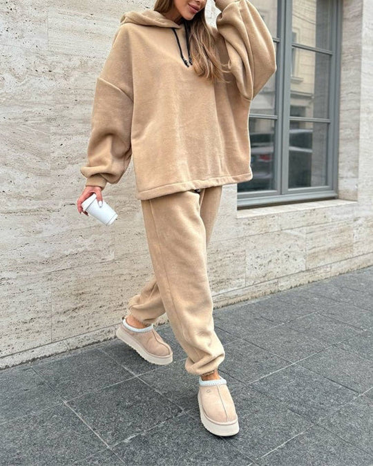 EB | Crew Polar Fleece Kapuzenpullover und Jogginghose Zweiteiliges Satz