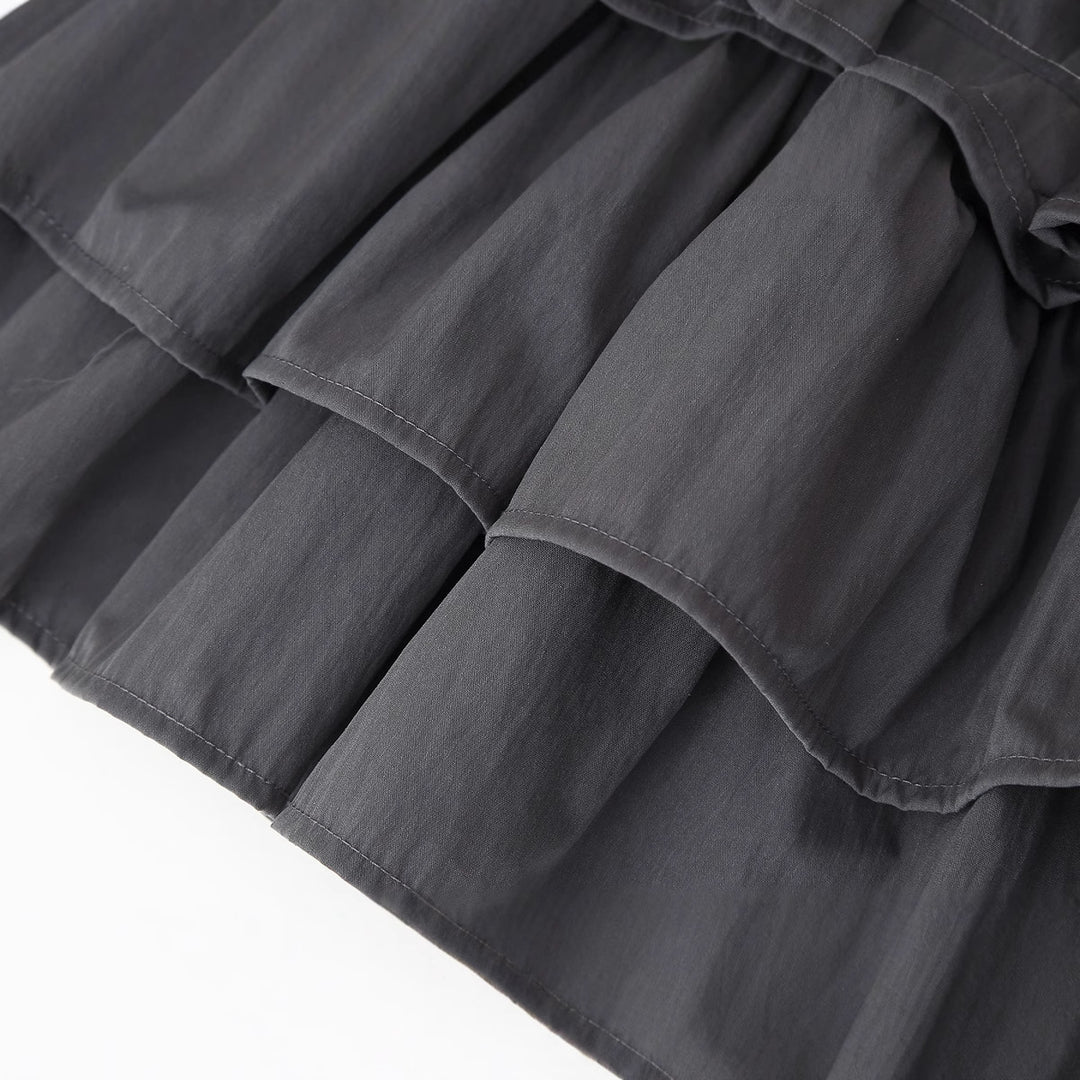 Damen Langarmkleid mit Rüschensaum EB
