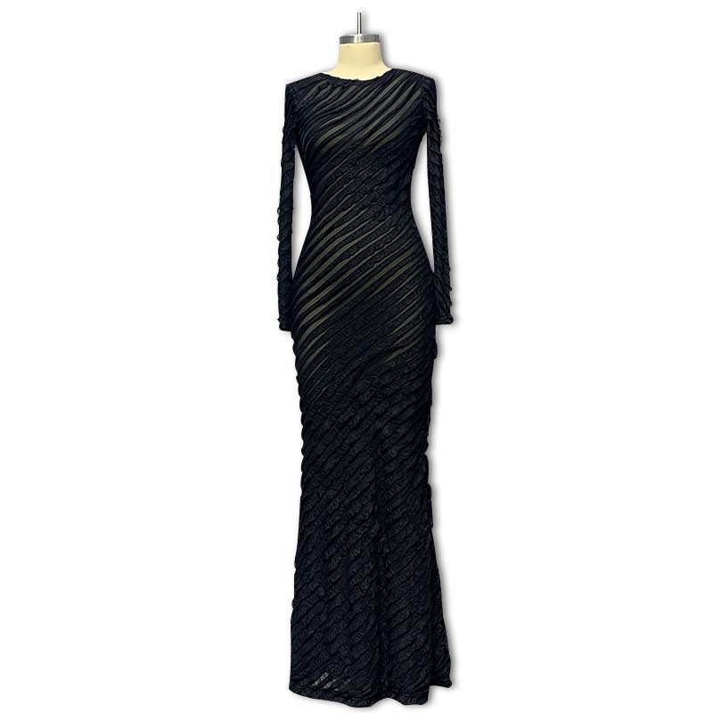 Damen Elegantes Maxikleid mit texturiertem Design EB