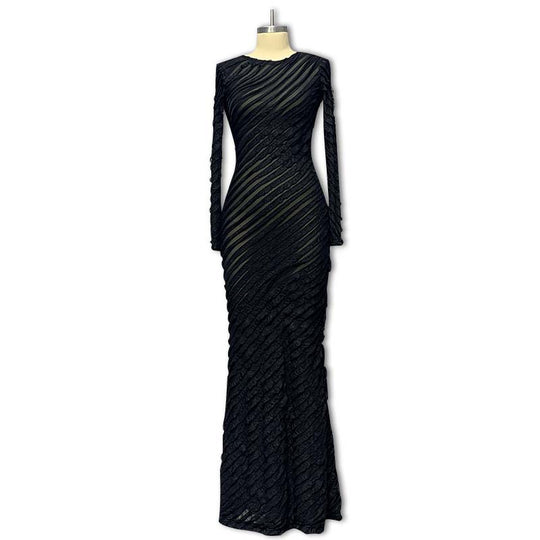 Damen Elegantes Maxikleid mit texturiertem Design EB