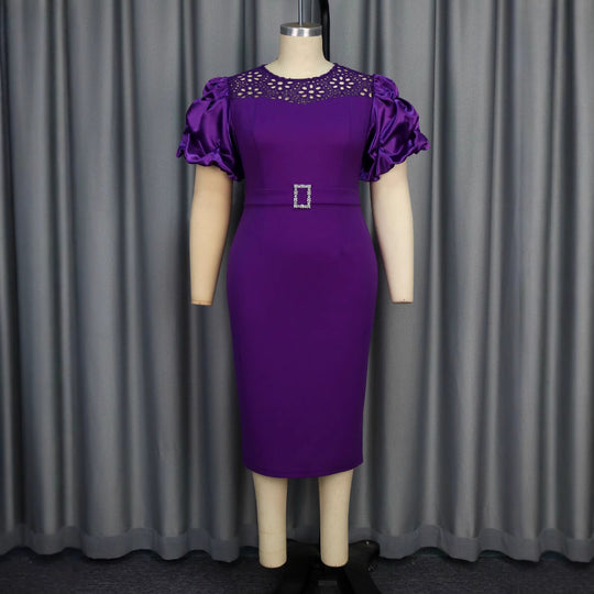 Damen Figurbetontes Cocktailkleid mit kreativem Rüschendesign und dekorativem Taillengürtel EB