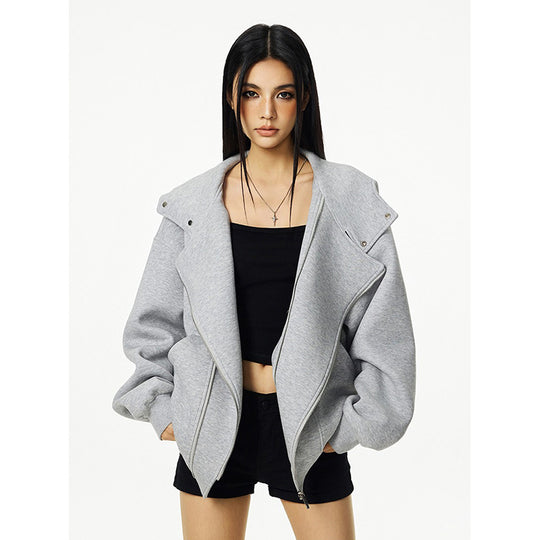 Damen Kapuzenpullover mit asymmetrischem Reißverschluss und komfortabler Passform EB