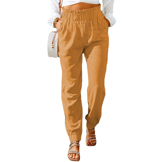 Damen Bequeme und elegante Sommerhose mit elastischem Bund und praktischen Taschen EB