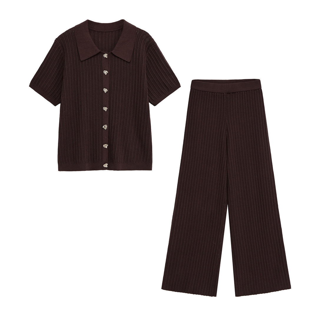 Damen weite Gummibund-Hose mit eleganten Streifen EB
