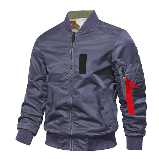 Men's  slim insulated flight-style bomber with zip utility sleeve and angled flap pockets EB
