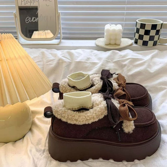 Damen Gemütliche Mokassins mit flauschigem Innenfutter und modischem Riemendesign EB