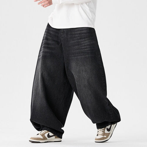 Herren nan extraweite Baggy-Jeans mit tiefem Schritt, relaxed Low-Crotch Schnitt und weitem Saum EB