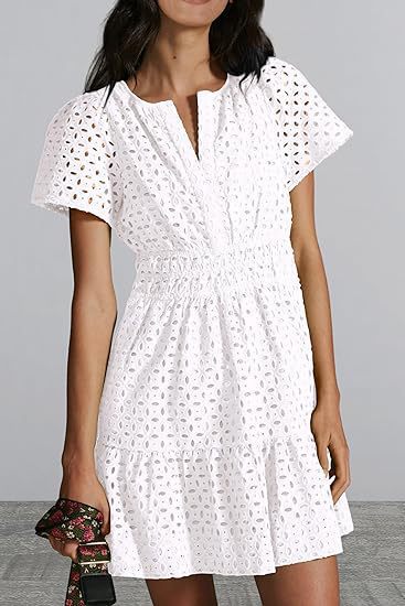 Damen Sommerkleid im romantischen Broderie Anglaise Stil EB