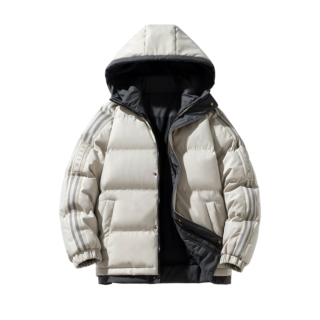 Herren sportive Stepp-Kapuzenjacke mit Zweiwege-Reißverschluss, Kordelzug und reflektierenden Schulterstreifen EB