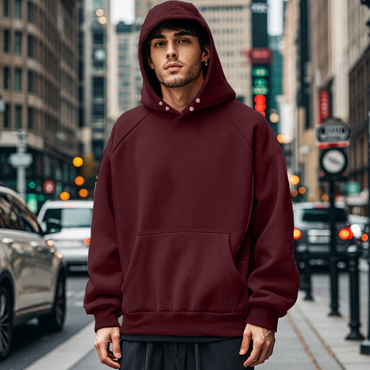 Herren nan oversized Kapuzenpullover mit Kängurutasche, Raglanärmeln und gerippten Bündchen EB