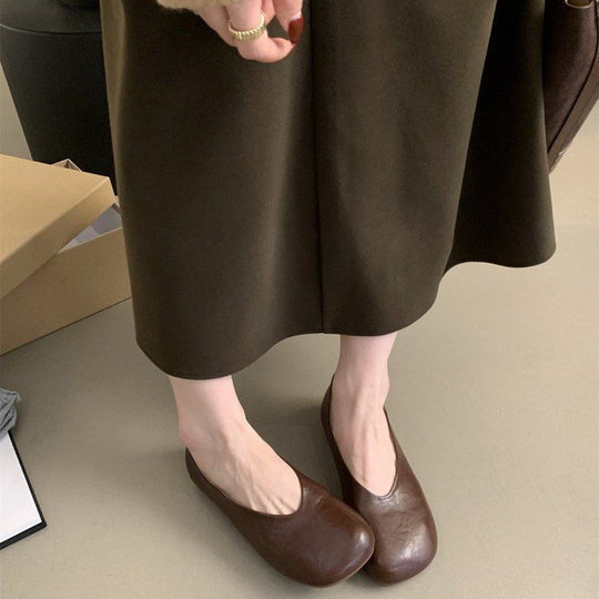 Damen Ballerina-Pantoletten mit weichem Leder und bequemem Fußbett EB