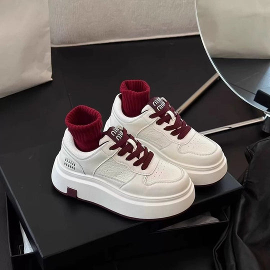 Damen Plattform Sneakers mit modischem Obermaterial und rutschfester Sohle EB