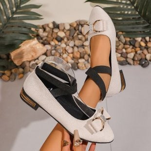 Damen elegante Ballerinas mit modischem Schleifen-Detail EB