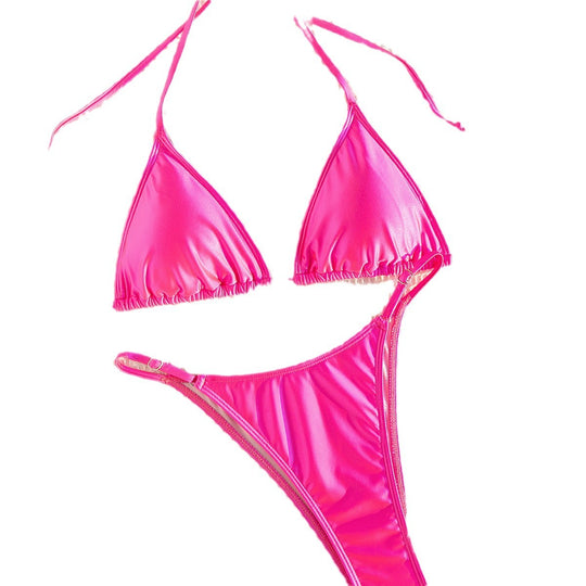 Damen Bikiniset mit verstellbaren Trägern und glänzendem Finish EB