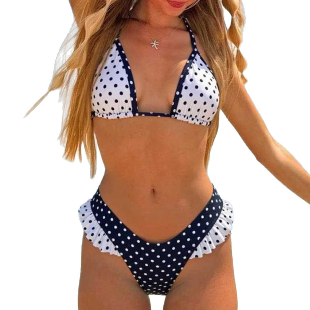 Damen Triangel-Bikini mit verspielten Rüschendetails EB