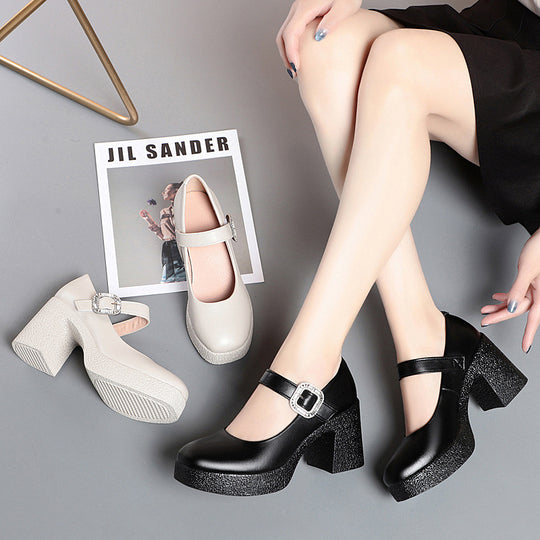 Damen Blockabsatz Pumps mit verstellbarem Riemen und funkelndem Dekor EB
