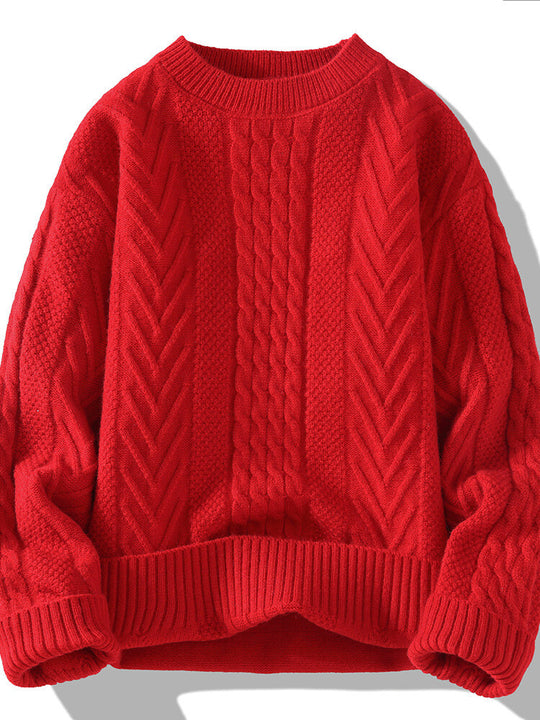 Herren Strickpullover mit modernen Zopf- und Rippstrukturen EB