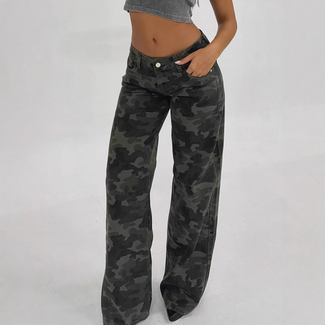 Damen Relaxed Fit Cargohose mit modischem Camouflage-Muster EB