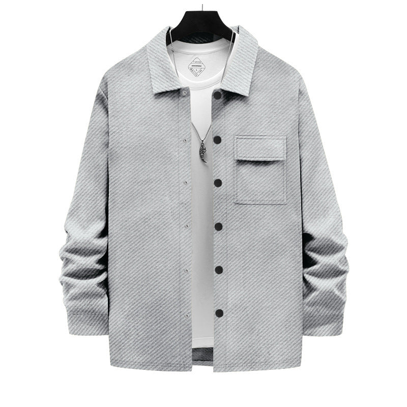 Herren modische Overshirt-Jacke mit strukturierter Oberfläche und praktischer Brusttasche EB
