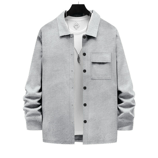Herren modische Overshirt-Jacke mit strukturierter Oberfläche und praktischer Brusttasche EB