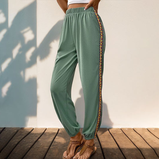 Damen Sportliche Freizeithose mit elastischem Bund und trendigen seitlichen Akzenten EB