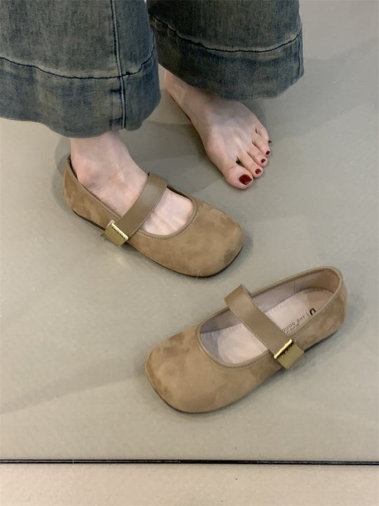 Damen elegante Ballerina-Schuhe mit dekorativem Riemchen und komfortablem Fußbett EB