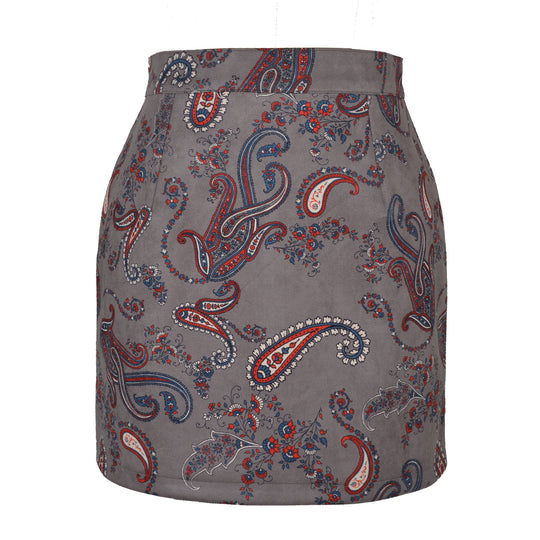 Damen Minirock mit Paisleymuster und hohem Schnitt EB