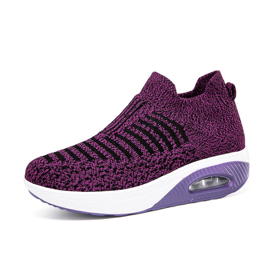 Damen nan gestrickter Schlupf-Walking-Sneaker mit anatomischer Pronationsstütze, Luftpolster-Zwischensohle und sockenähnlichem Schaft EB