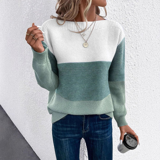Damen Klassischer Pullover mit Streifenmuster EB