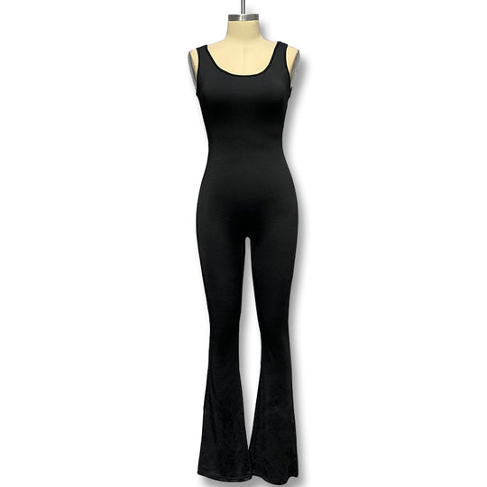 Damen Eleganter Jumpsuit mit figurbetonendem Schnitt und flared Beinen EB