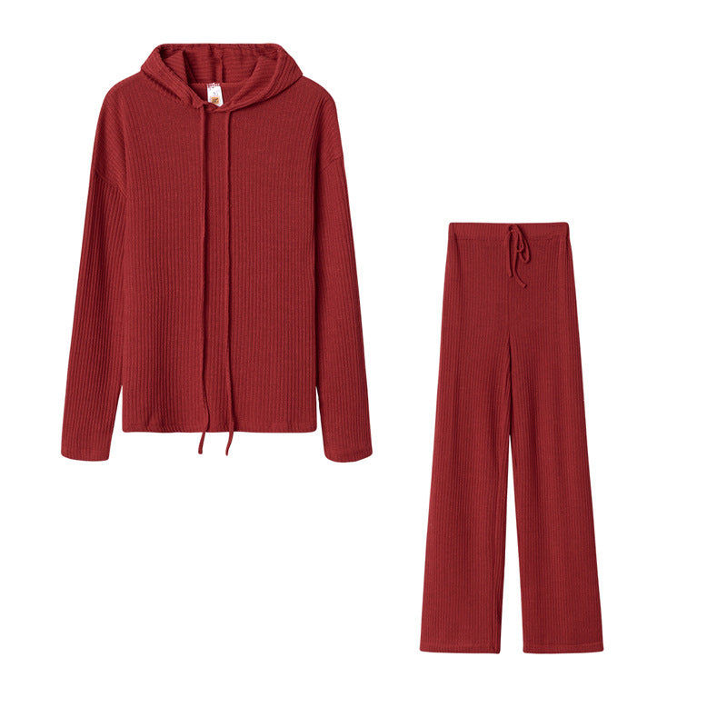 Damen Relaxed Fit Sweater-Set mit Kapuze und weiten Hosen EB
