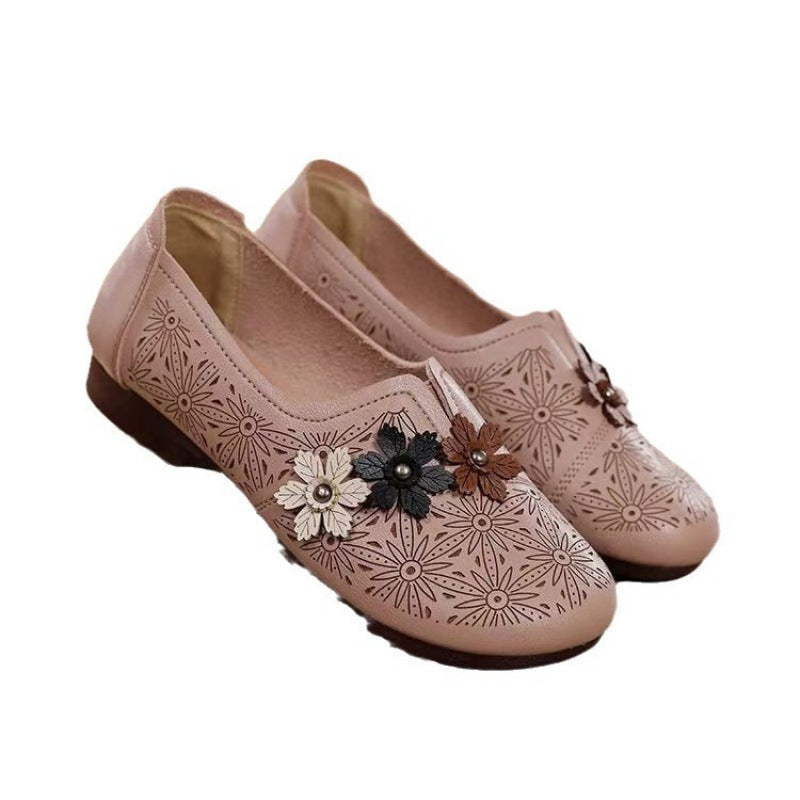Damen Slip-On Ballerinas mit floralem Dekor und komfortablem Fußbett EB