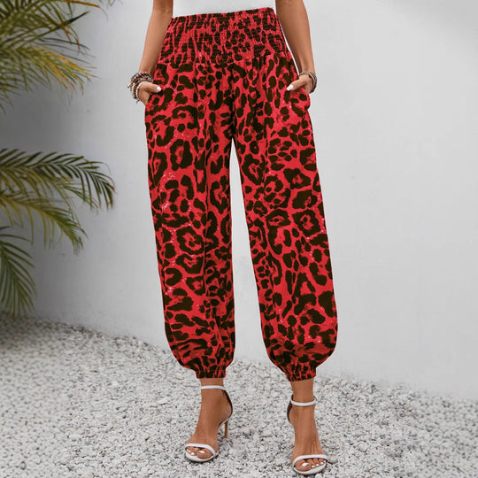 Damen weite Leopardenmuster-Hosen EB